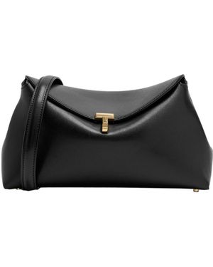 TOTEME T-Lock Leather Shoulder Bag - Black