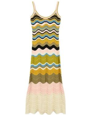 La DoubleJ La Doublej Wave Knit Midi Dress - Metallic