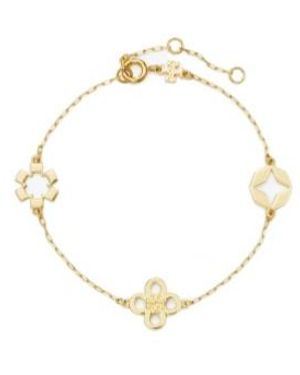 Tory Burch Kira Clover Charm-Detail Chain Bracelet - Metallic