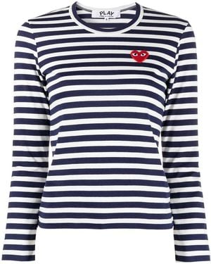 Comme des Garçons Striped Cotton T-Shirt - Blue