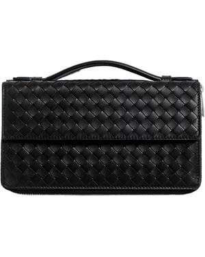 Bottega Veneta Intrecciato Piccolo Zip-Around Organizer - Black