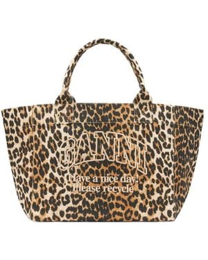 Ganni Medium Printed Tote Bag - Metallic