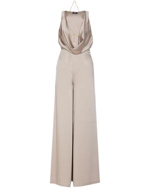 Elisabetta Franchi Cowl Neck Body-Chain Jumpsuit - Natural
