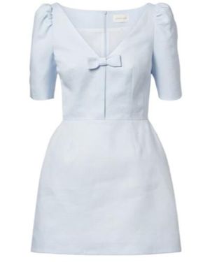 ShuShu/Tong Bow-Detail Linen Minidress - Blue