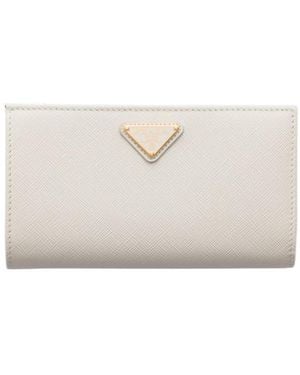 Prada Large Saffiano Leather Wallet - White