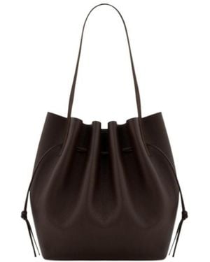 Yuzefi Scallop Pebble-Grain Leather Tote Bag - Black