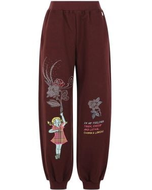 Chopova Lowena Embellished Graphic-Print Track Trousers - Purple