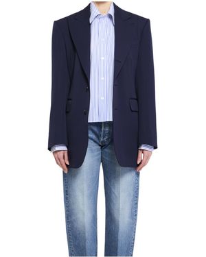 Celine Lapel Long-Sleeved Blazer - Blue