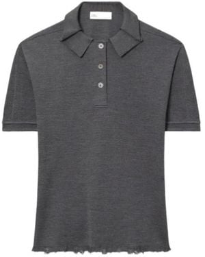 Tory Burch Oversized Silk Polo - Grey