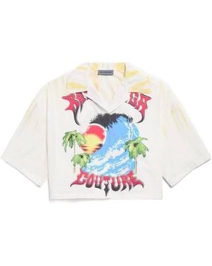 Balenciaga Extreme Tie Dye Bowling Shirt - White