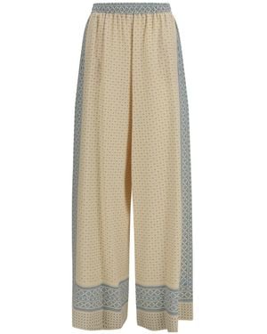 Ermanno Scervino Medallion Trim Wide-Leg Trousers - Natural