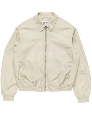 Acne Studios Logo-Print Zip-Up Jacket - Natural