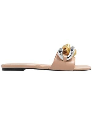 Stella McCartney Falabella Chain-Embellished Flat Sandals - Natural