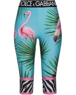Dolce & Gabbana Floral Print Stretch Pants - Blue