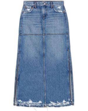 RE/DONE Split Mid-Rise Denim Skirt - Blue