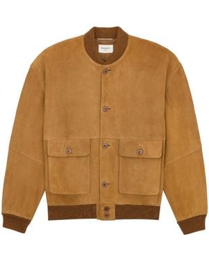 Saint Laurent Button-Up Bomber Jacket - Brown