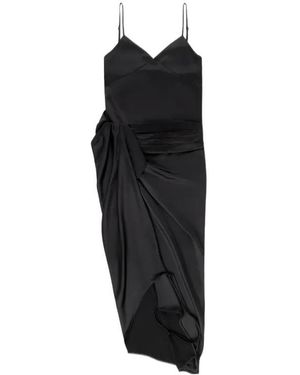 Area Tuxedo V-Neck Midi Dress - Black