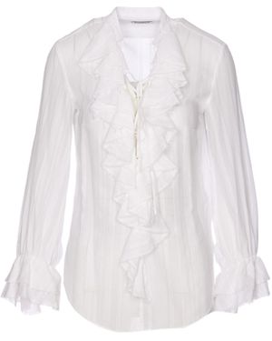 Dondup Ruffle-Collar Long-Sleeve Blouse - White