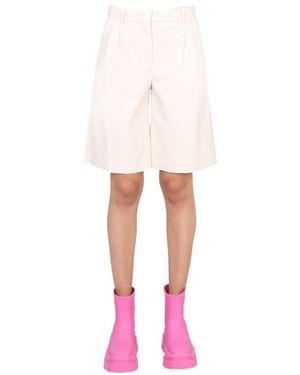 MSGM Faux Leather Bermuda Shorts - White