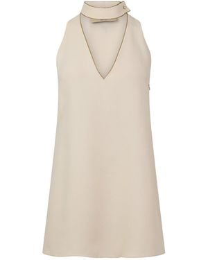 Valentino Sleeveless Halter Mini Shift Dress - Natural