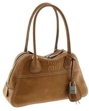 Miu Miu Vivant Nappa Leather Bag - Brown