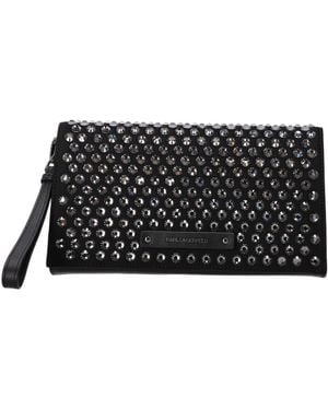 KARL LAGERFELD Embellished Logo Patch Clutch Bag - Black