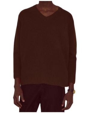 Bode Long-Sleeved V-Neck Sweater - Purple