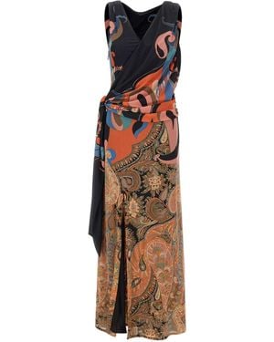 Etro Paisley Wrap Long Dress - Brown