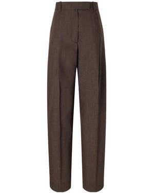 Rohe Pleated Virgin Wool Straight-Leg Trousers - Brown