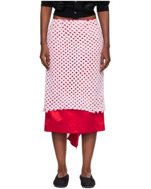 Comme des Garçons Mid-Length Skirt With Woven Tulle Mesh - Red