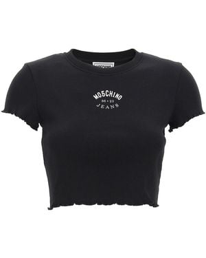 Moschino Jeans Cropped Ribbed T-Shirt - Black