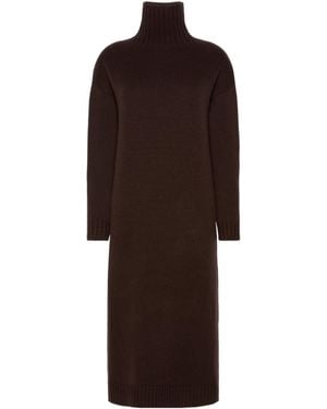 Max Mara High-Neck Drop Shoulder Midi Dress - Brown