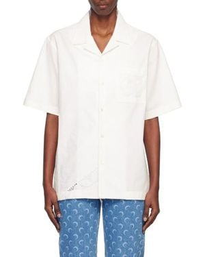 Marine Serre Lace-Insert Short-Sleeves Shirt - White