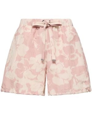 Moncler Floral Printed Drawstring Shorts - Pink