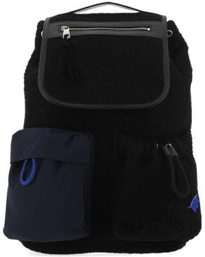 Adererror Logo Patch Panelled Boucle Backpack - Black
