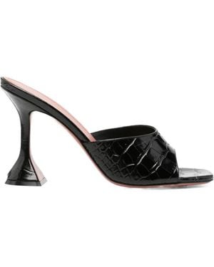AMINA MUADDI Lupita Croc-Embossed Sandals - Black