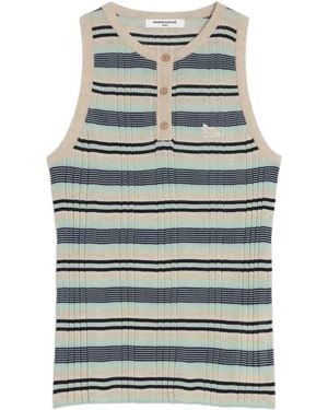 Maison Kitsuné Fine Rib Striped Tank Top - Gray