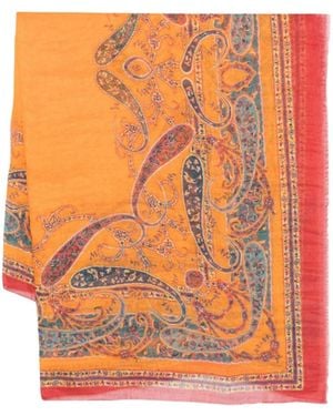 Etro Paisley Border Scarf - Orange