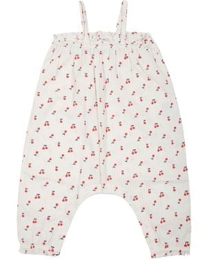 Bonpoint Cherry-Printed Dungarees - White
