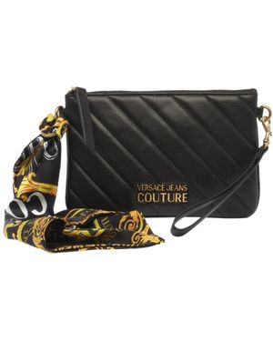 Versace Jeans Couture Thelma Logo-Plaque Quilted Clutch Bag - Black