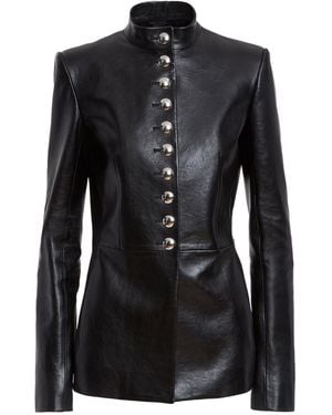 KHAITE Button-Up Leather Jacket - Black