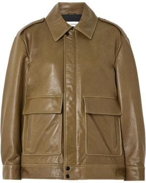 Nour Hammour Drey Textured-Leather Jacket - Green