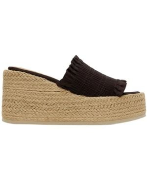 Ganni Hemp Sole Wedges - Brown