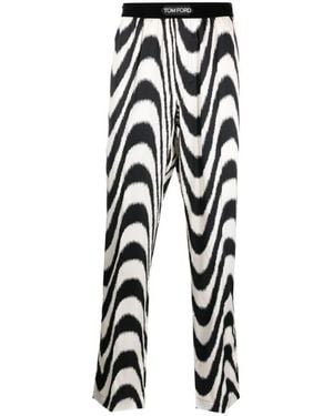 Tom Ford Abstract Printed Wide Leg Pj Trousers - Black