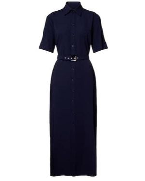 Ralph Lauren Belted Wool Midi Dress - Blue