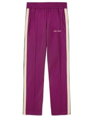 Palm Angels Logo Embroidered Straight Leg Track Trousers - Purple