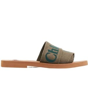 Chloé Chloé Woody Logo Embroidered Sandals - Green