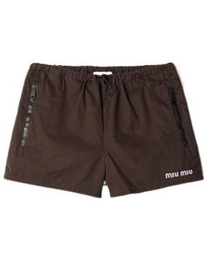 Miu Miu Washed Gabardine Shorts - Brown