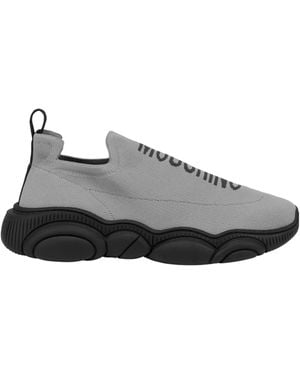 Moschino Logo-Intarsia Slip-On Sneakers - Gray