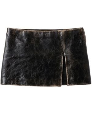 Miu Miu Slit-Detailed Mini Skirt - Black